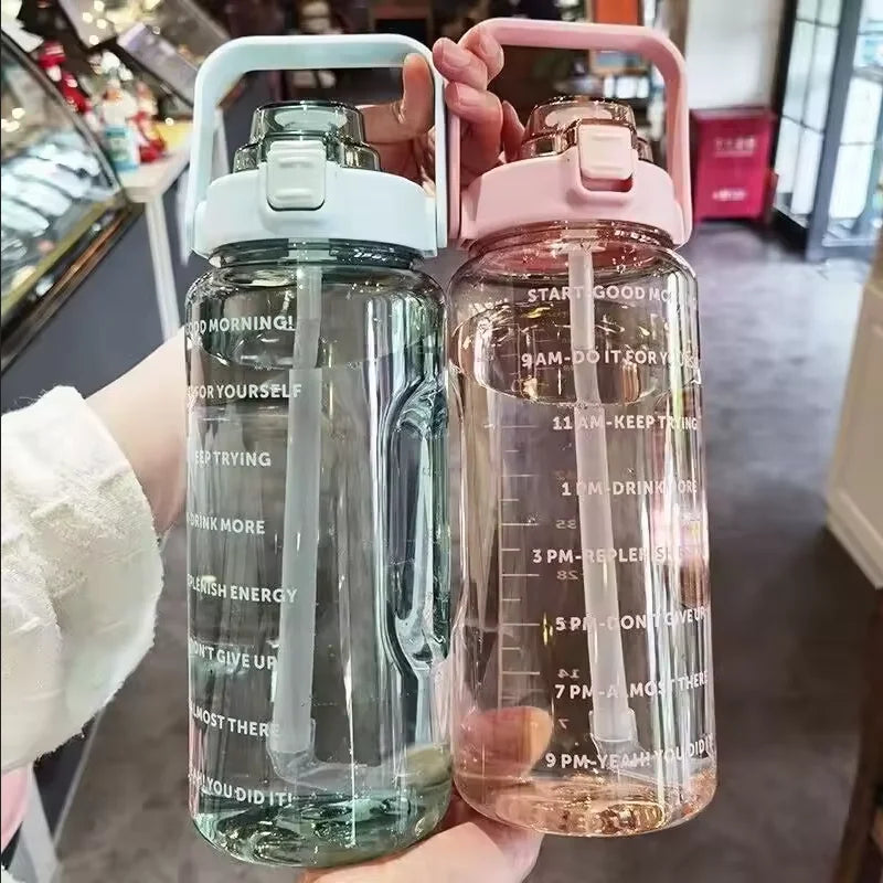 2 Liters Straw Plastic Water Bottle