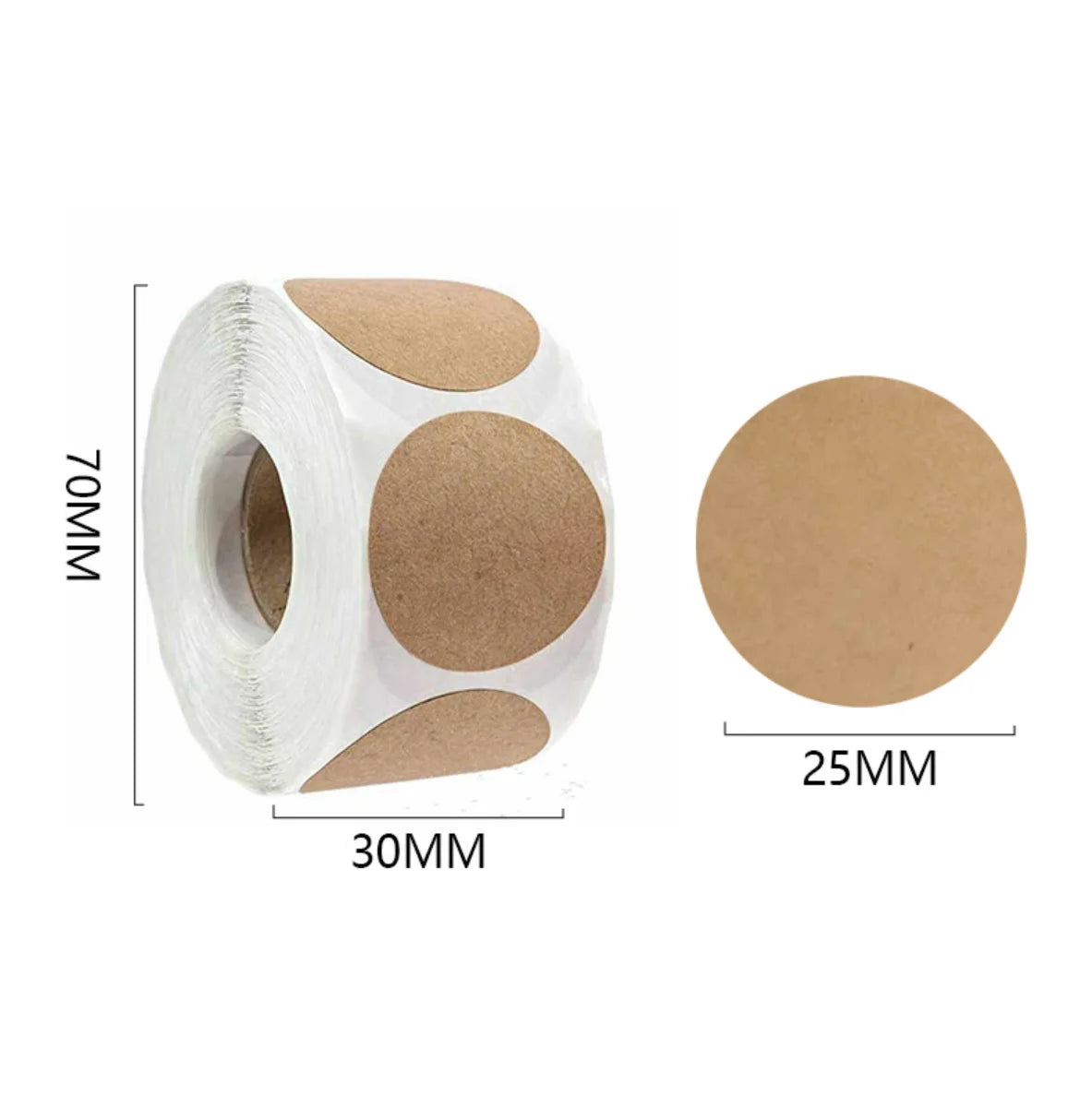 2.5/3.8/5cm 500PCs/Roll Kraft Round Stickers Self-adhesive Label Paper Sticker Classification Name Personalized Labels Stickers