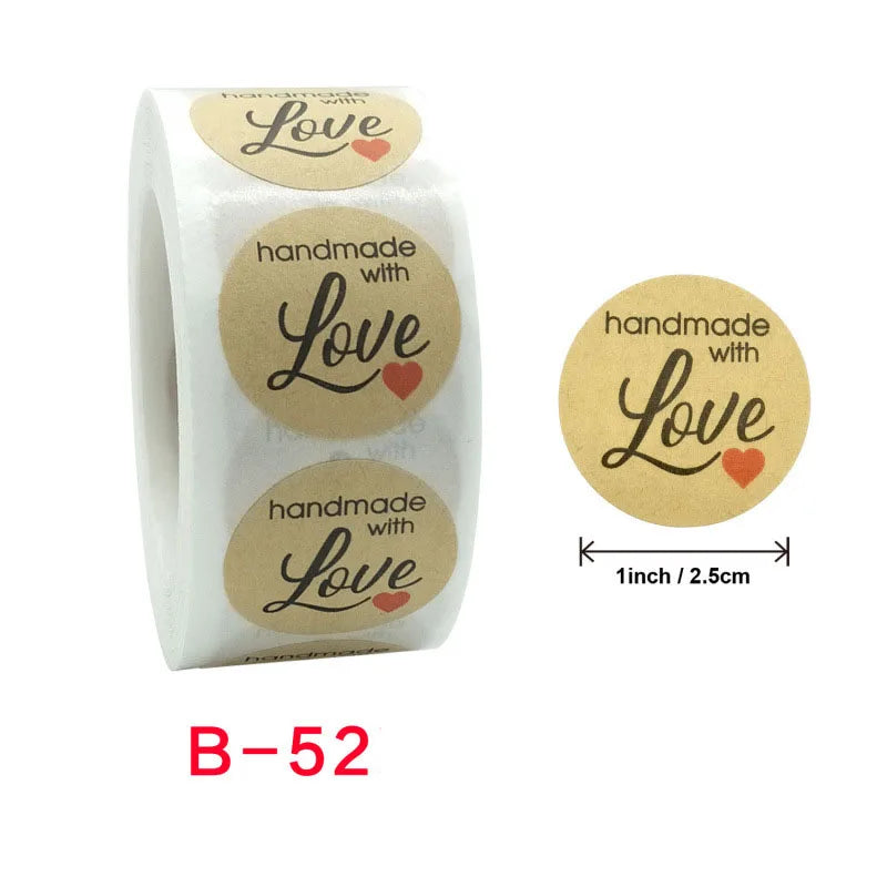 2.5/3.8/5cm 500PCs/Roll Kraft Round Stickers Self-adhesive Label Paper Sticker Classification Name Personalized Labels Stickers