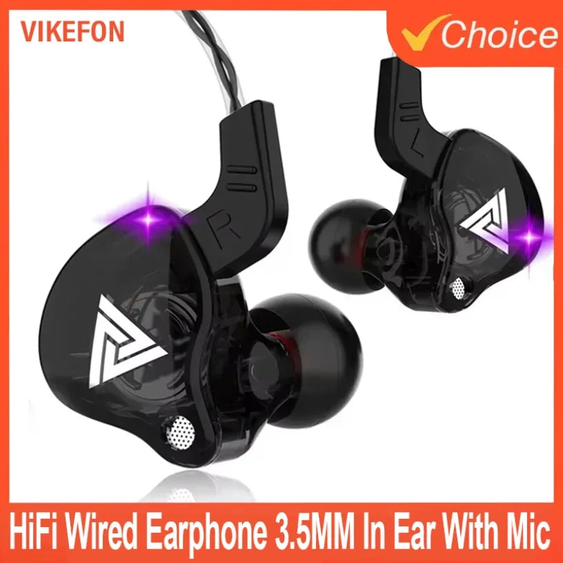 New Sport Headset with Microphone 3.5mm Wired Headphones QKZ AK6 In Ear Earphone for iPhone In Ear Mic Stereo Race Headset