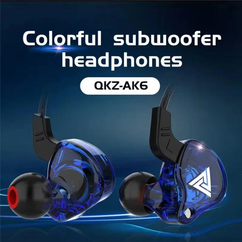 New Sport Headset with Microphone 3.5mm Wired Headphones QKZ AK6 In Ear Earphone for iPhone In Ear Mic Stereo Race Headset