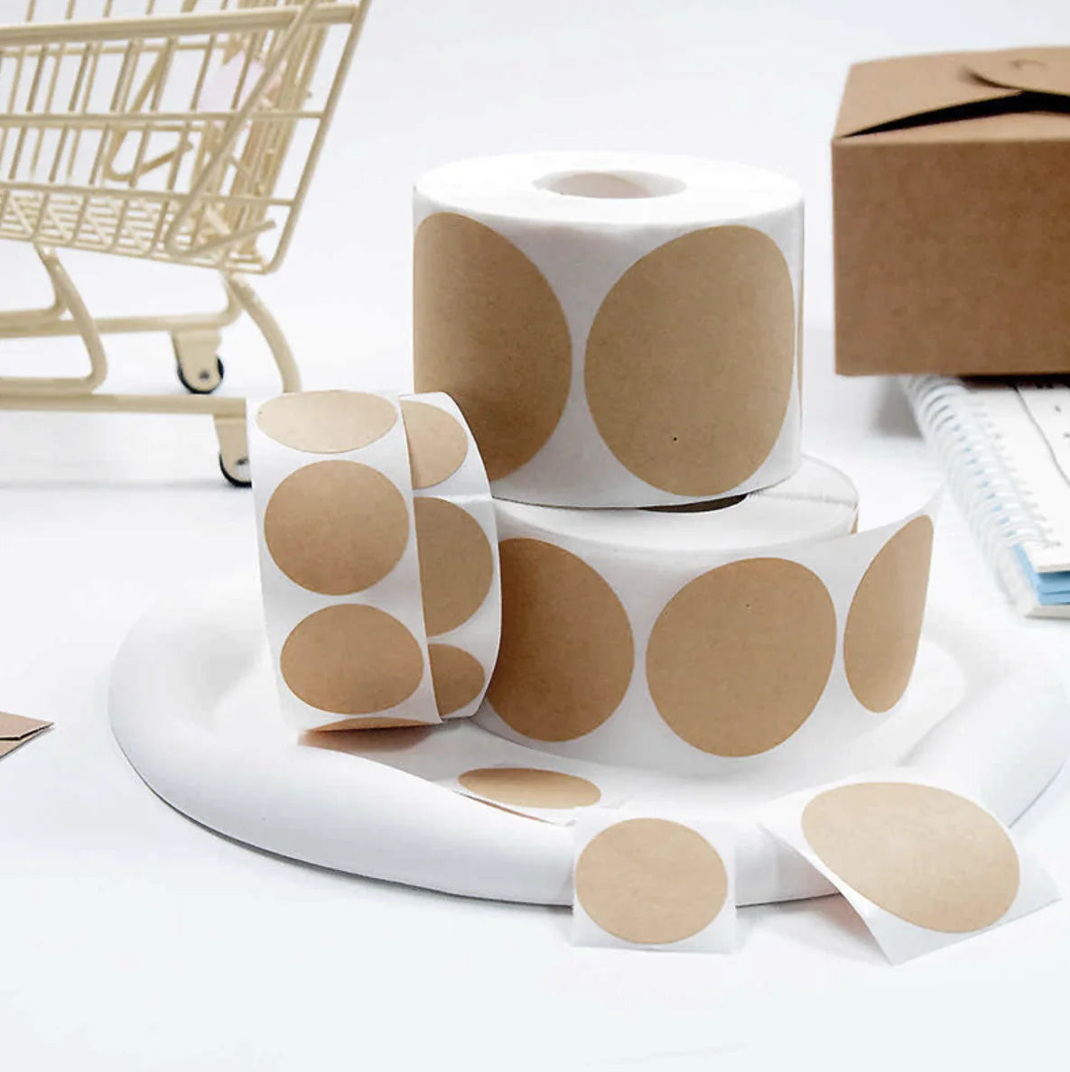 2.5/3.8/5cm 500PCs/Roll Kraft Round Stickers Self-adhesive Label Paper Sticker Classification Name Personalized Labels Stickers