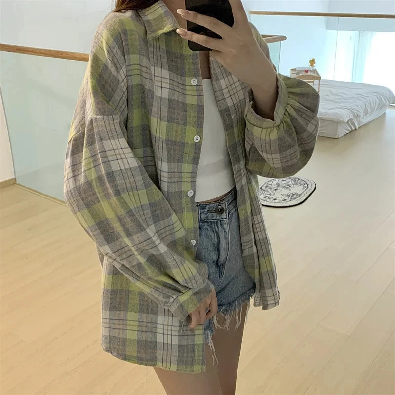Vintage Plaid Long Sleeve Shirt