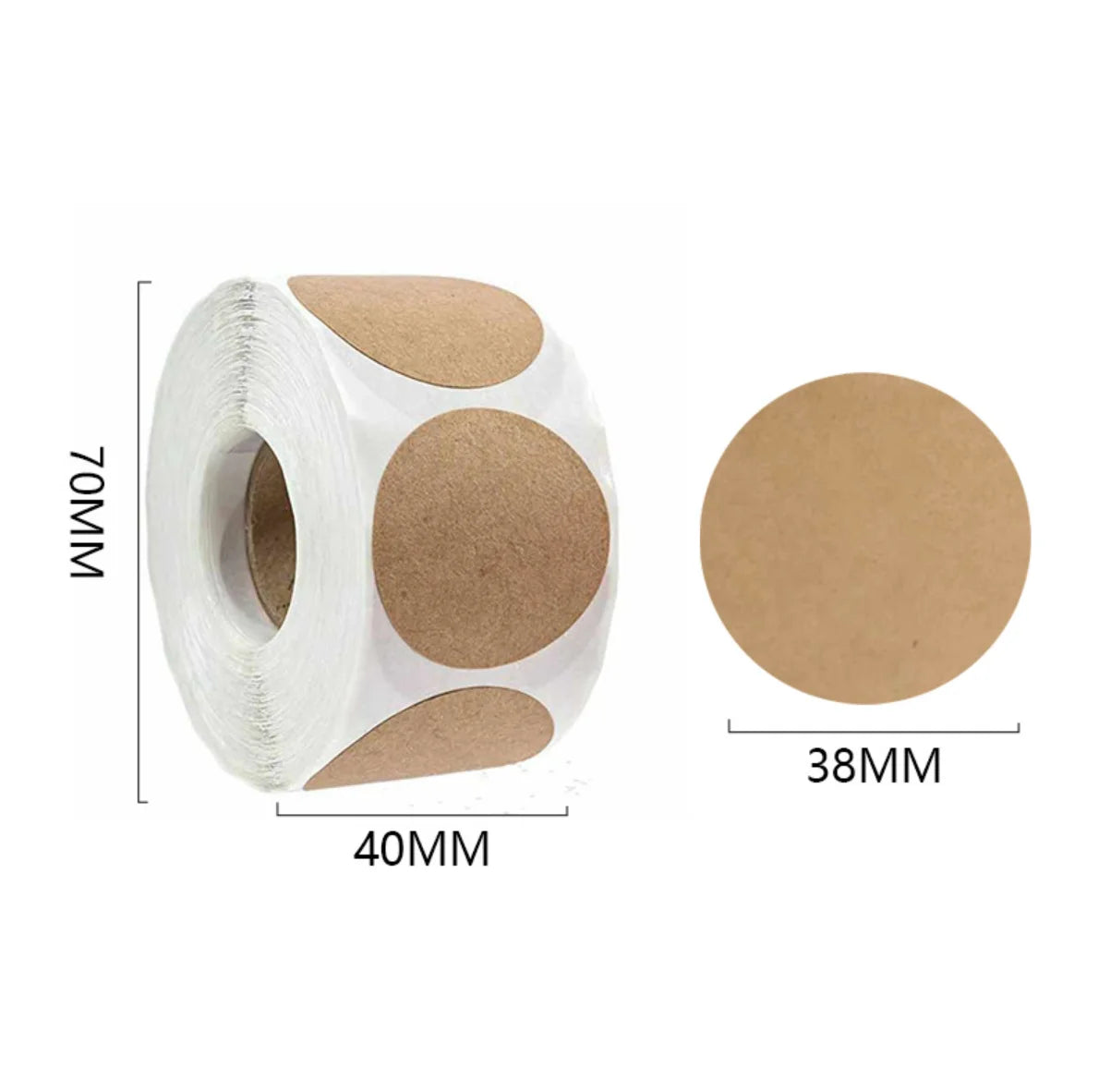 2.5/3.8/5cm 500PCs/Roll Kraft Round Stickers Self-adhesive Label Paper Sticker Classification Name Personalized Labels Stickers