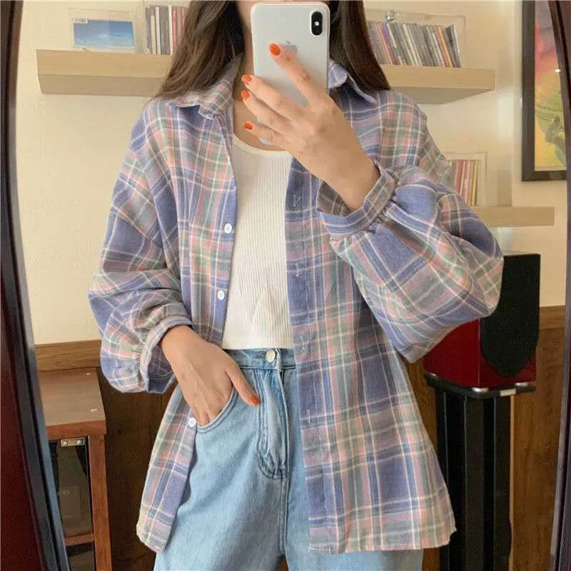 Vintage Plaid Long Sleeve Shirt