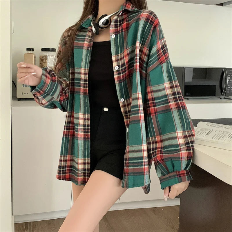 Vintage Plaid Long Sleeve Shirt
