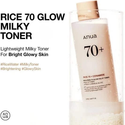 Anua Rice 70 Glowing Milky Toner Brightening Niacinamide Serum