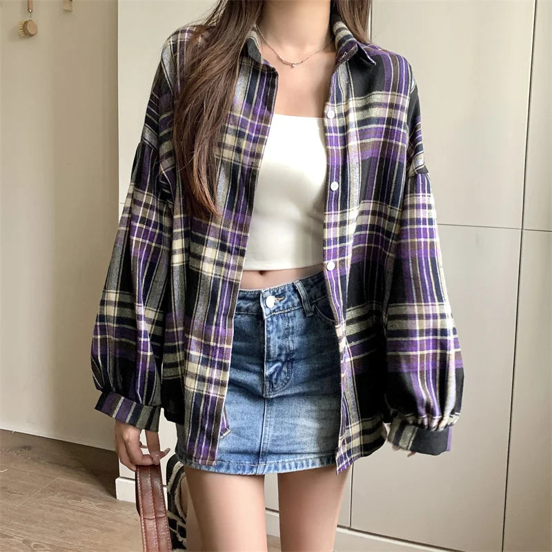 Vintage Plaid Long Sleeve Shirt