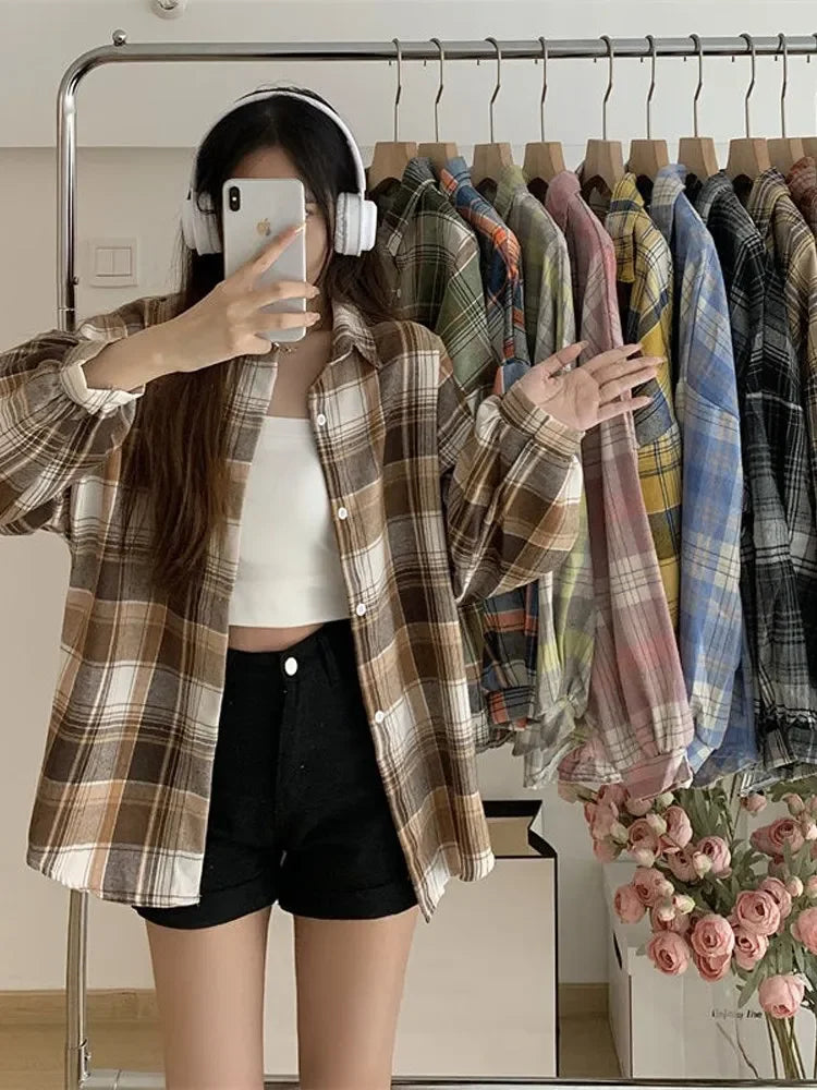 Vintage Plaid Long Sleeve Shirt
