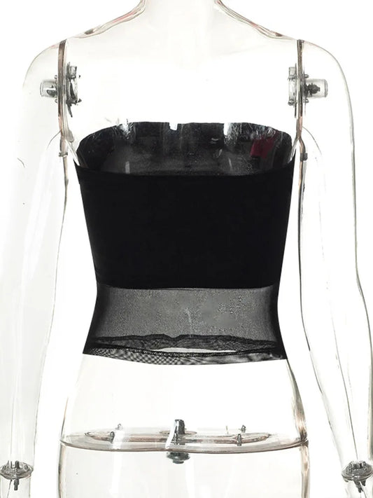 Mesh Corset Black Crop Top