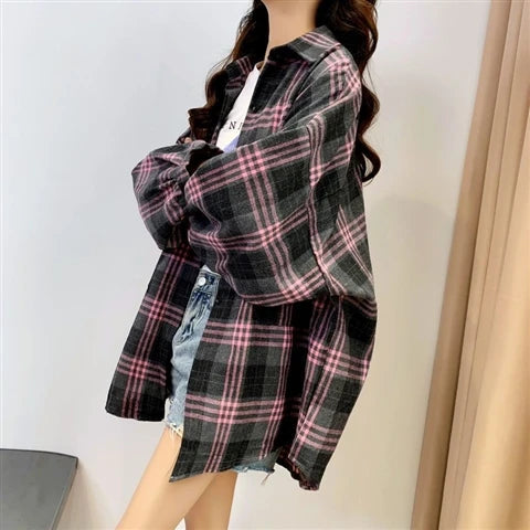 Vintage Plaid Long Sleeve Shirt