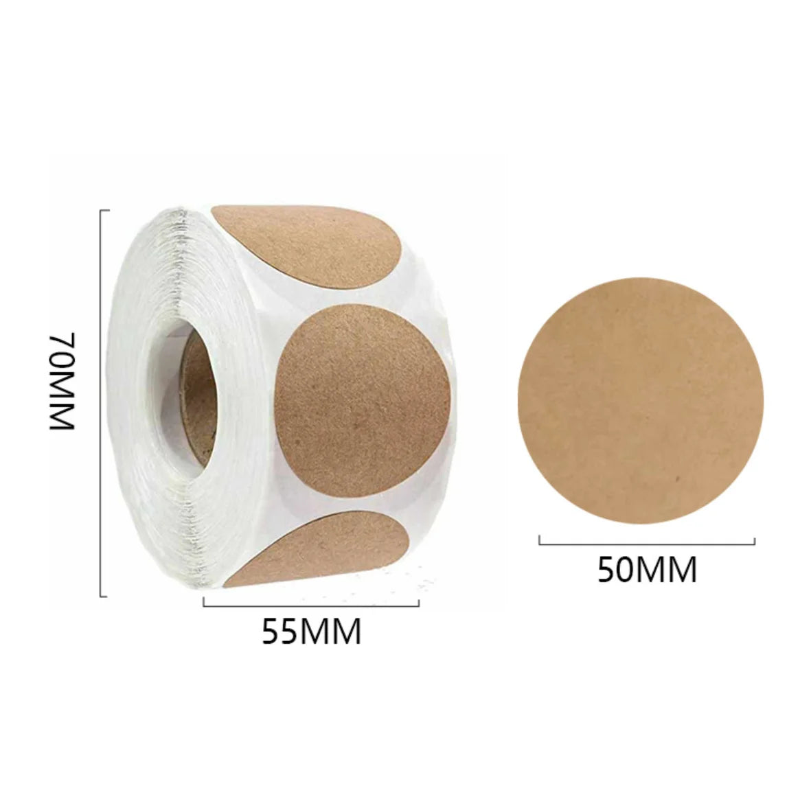 2.5/3.8/5cm 500PCs/Roll Kraft Round Stickers Self-adhesive Label Paper Sticker Classification Name Personalized Labels Stickers