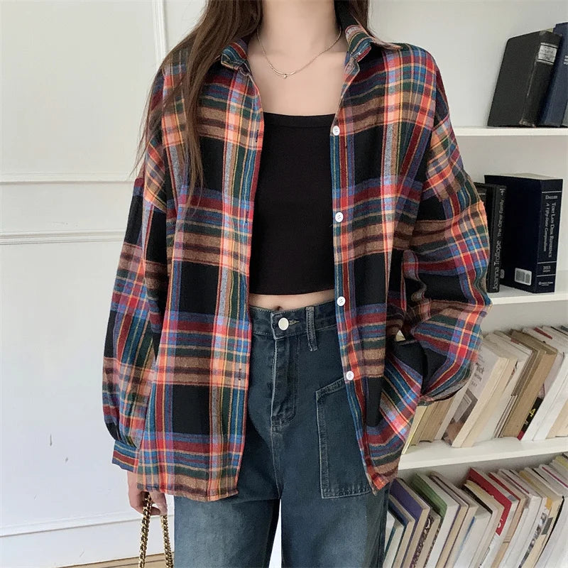 Vintage Plaid Long Sleeve Shirt