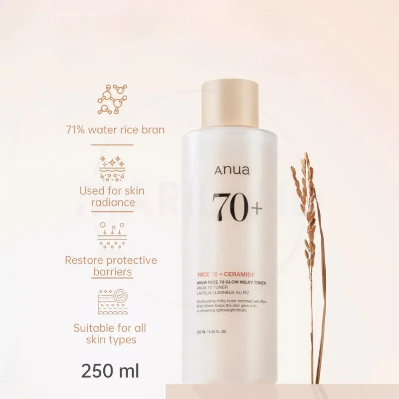Anua Rice 70 Glowing Milky Toner Brightening Niacinamide Serum